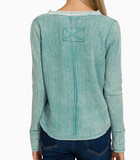 Dusty Teal Spring Distressed Henley