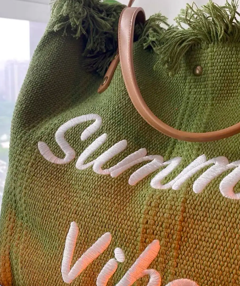 Summer Vibes Large Woven Canvas Totes (Color Options)