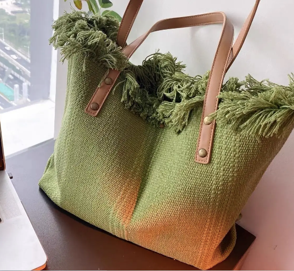 Summer Vibes Large Woven Canvas Totes (Color Options)