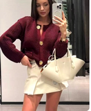 Wine Crochet Knit Cardi