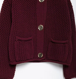 Wine Crochet Knit Cardi