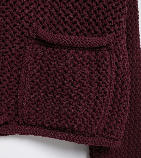 Wine Crochet Knit Cardi