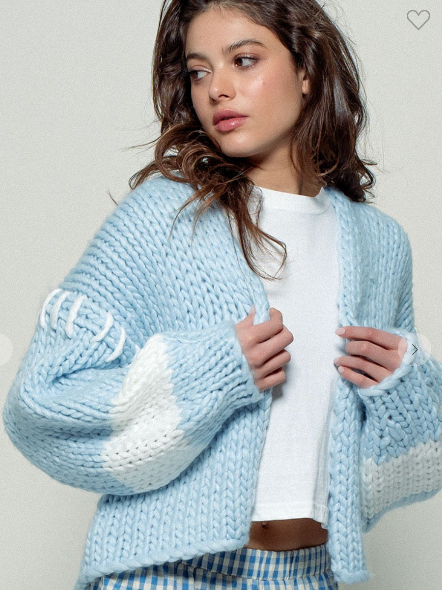 Robin Egg Blue Spring Whip Stitch Cardi