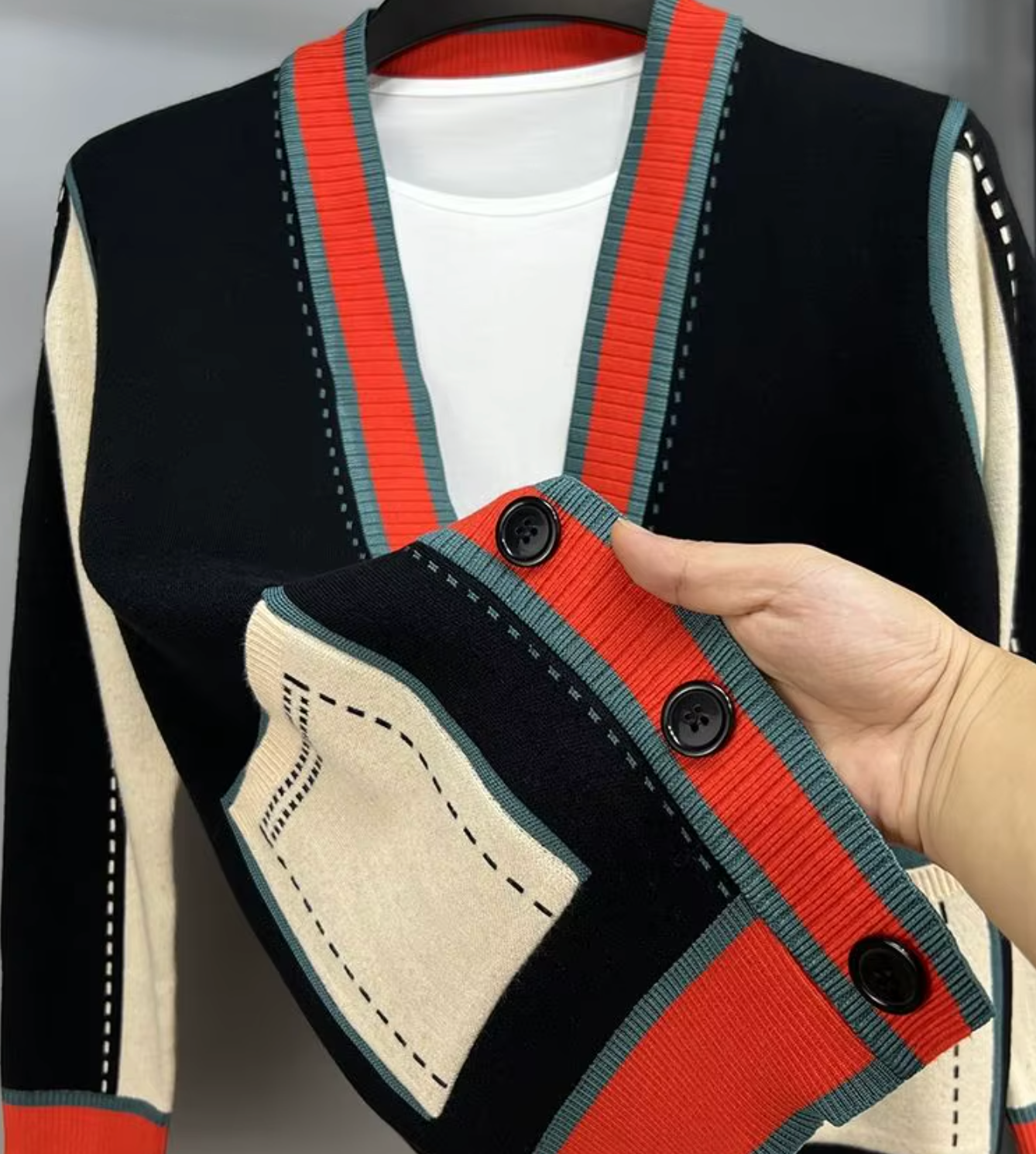 Color Block Cardi (Black or Charcoal)
