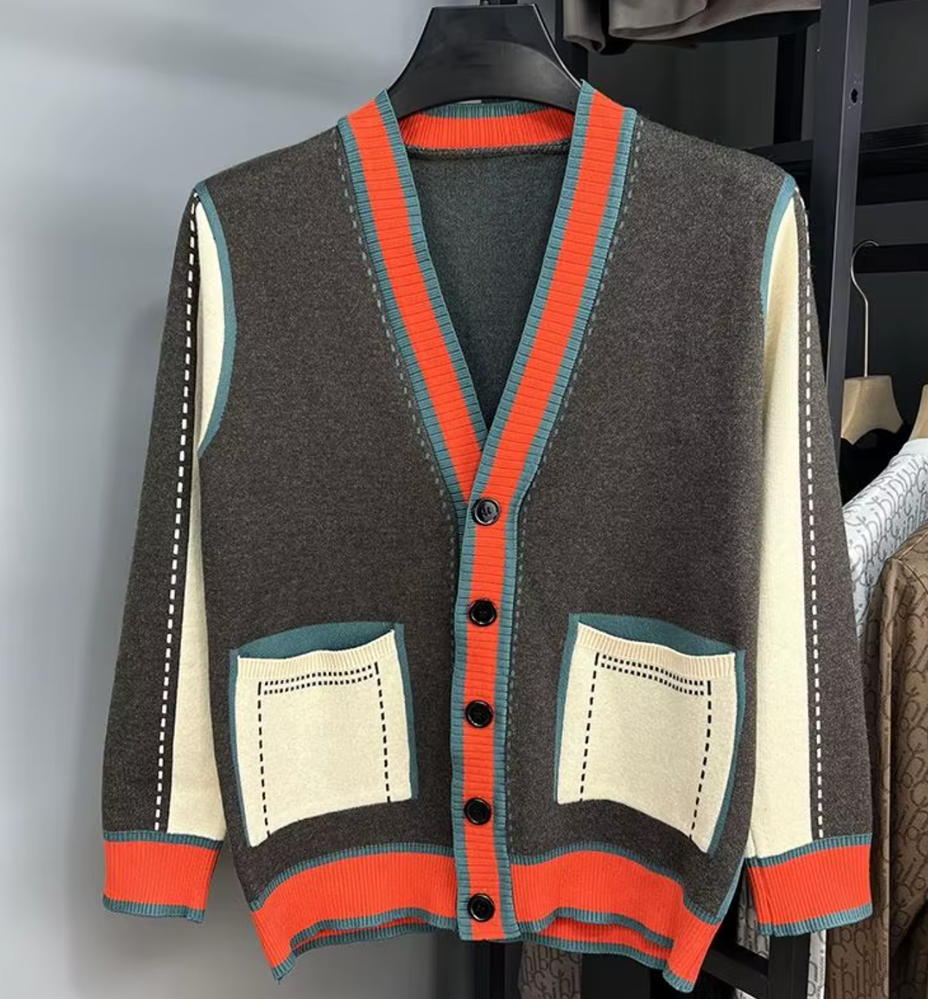 Color Block Cardi (Black or Charcoal)