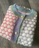 Bubble Crochet Knit Pastel Colorblock Cardigan