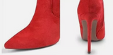 Red Faux Suede Thigh High Heeled Boots (90s) Shoedazzle