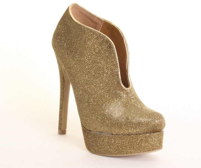 Chinese Laundry Women's Lickety Split Gold Sparkle Heeled Booties 2000