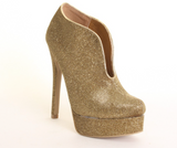 Chinese Laundry Women's Lickety Split Gold Sparkle Heeled Booties 2000