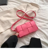 Bubble Gum Pink Faux Leather Mini Waffle Crossbody ( Color Options)