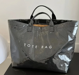 BLACK LARGE SHINEY PATTON PLASTIC TOTE BAG