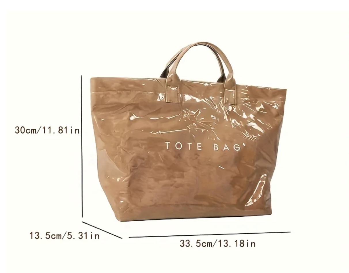BLACK LARGE SHINEY PATTON PLASTIC TOTE BAG