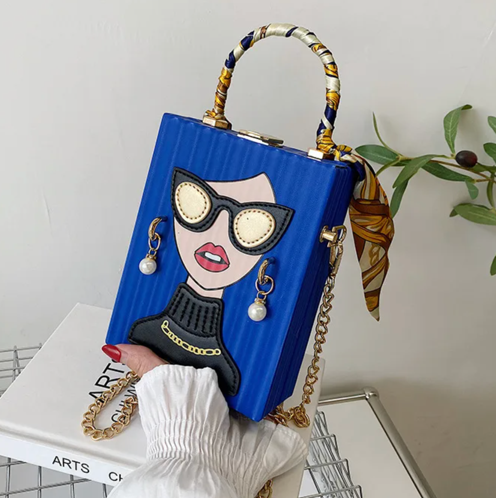 Cobalt Blue Face Glam Mini box Purse