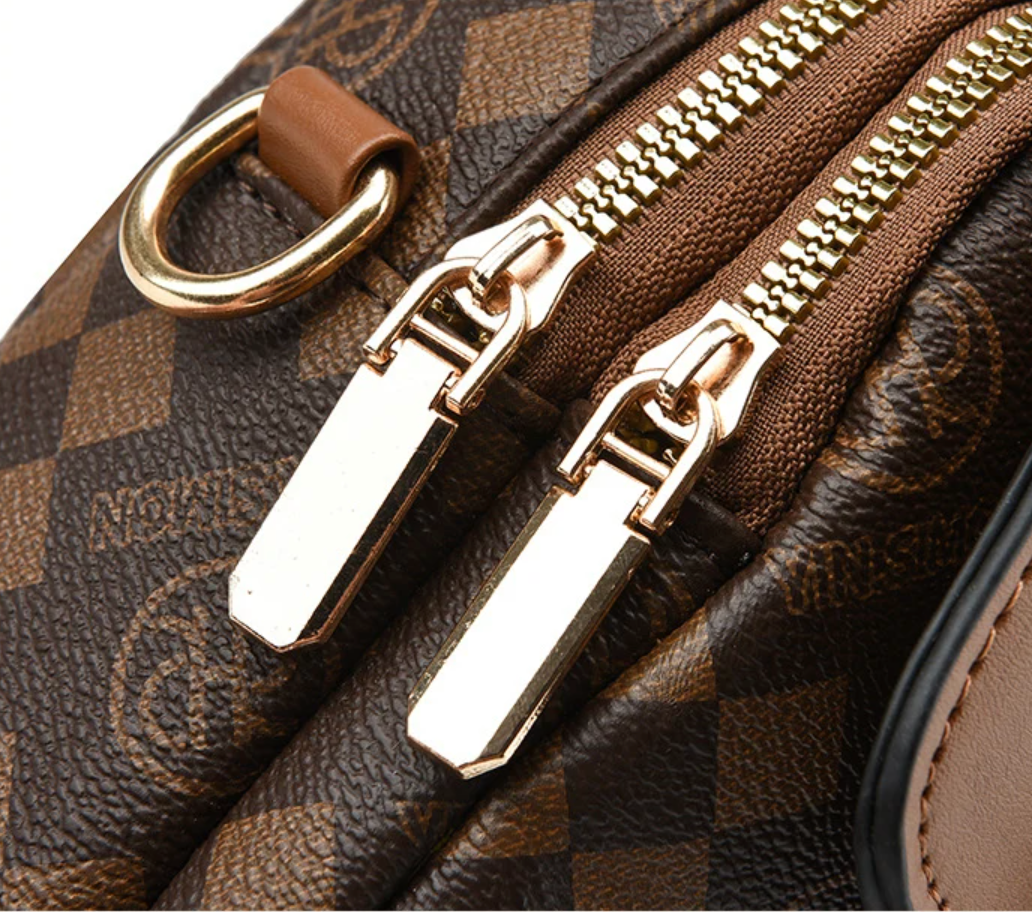 Leather Double Zip Crossbody