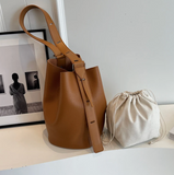Genuine Leather Shoulder Shopper Bucket Bag (COLOR OPTIONS)