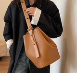 Genuine Leather Shoulder Shopper Bucket Bag (COLOR OPTIONS)