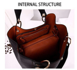 Leather Black Tote  2 Piece