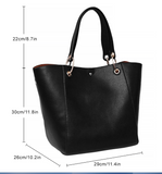 Leather Black Tote  2 Piece