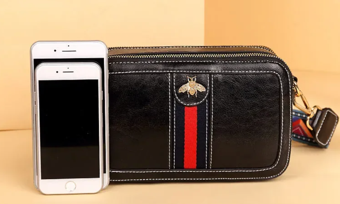 Black Queen Bee Mini Crossbody with Guitar Strap