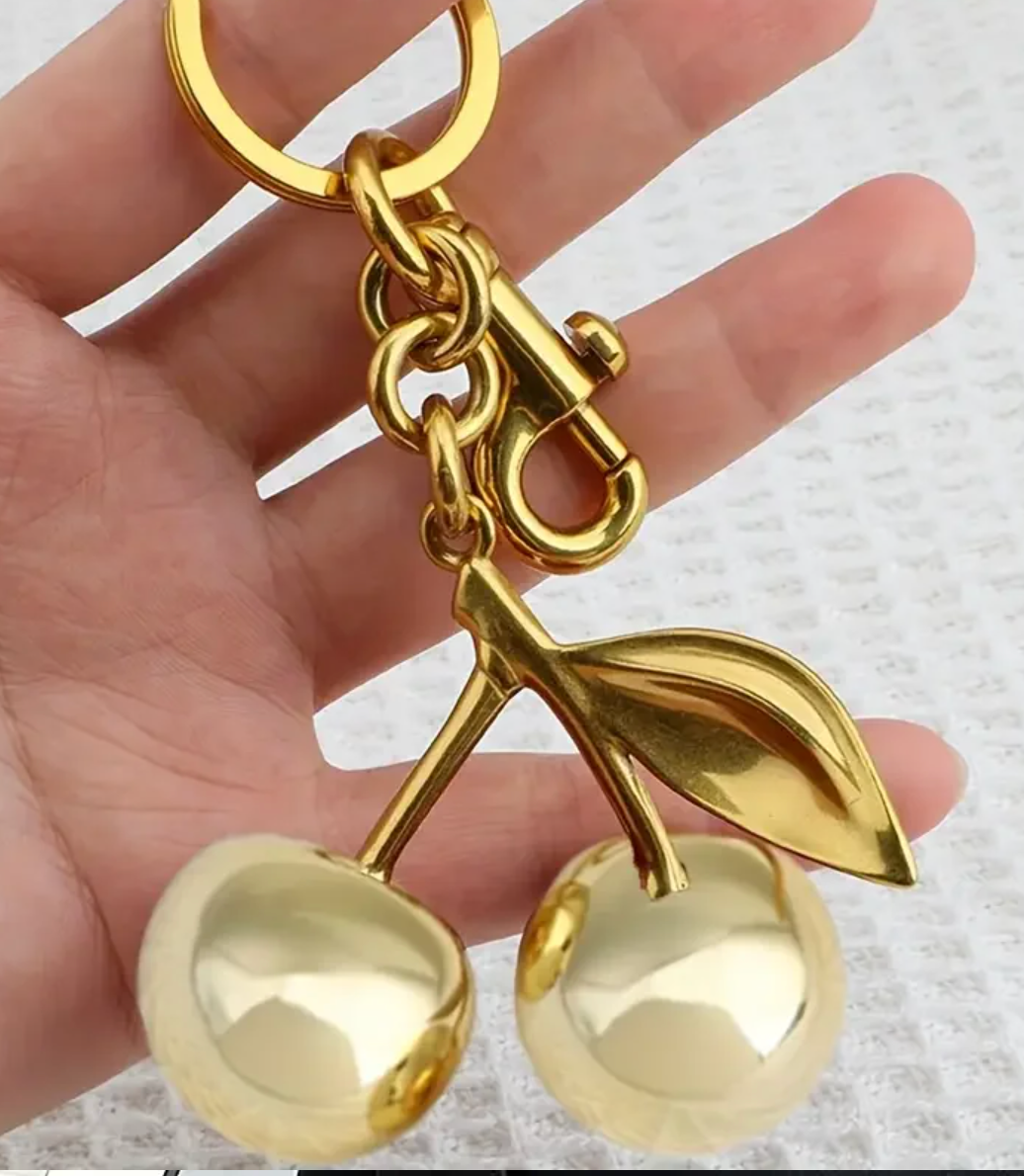 GOLDEN CHERRIES PURSE CHARM KEY CHAIN