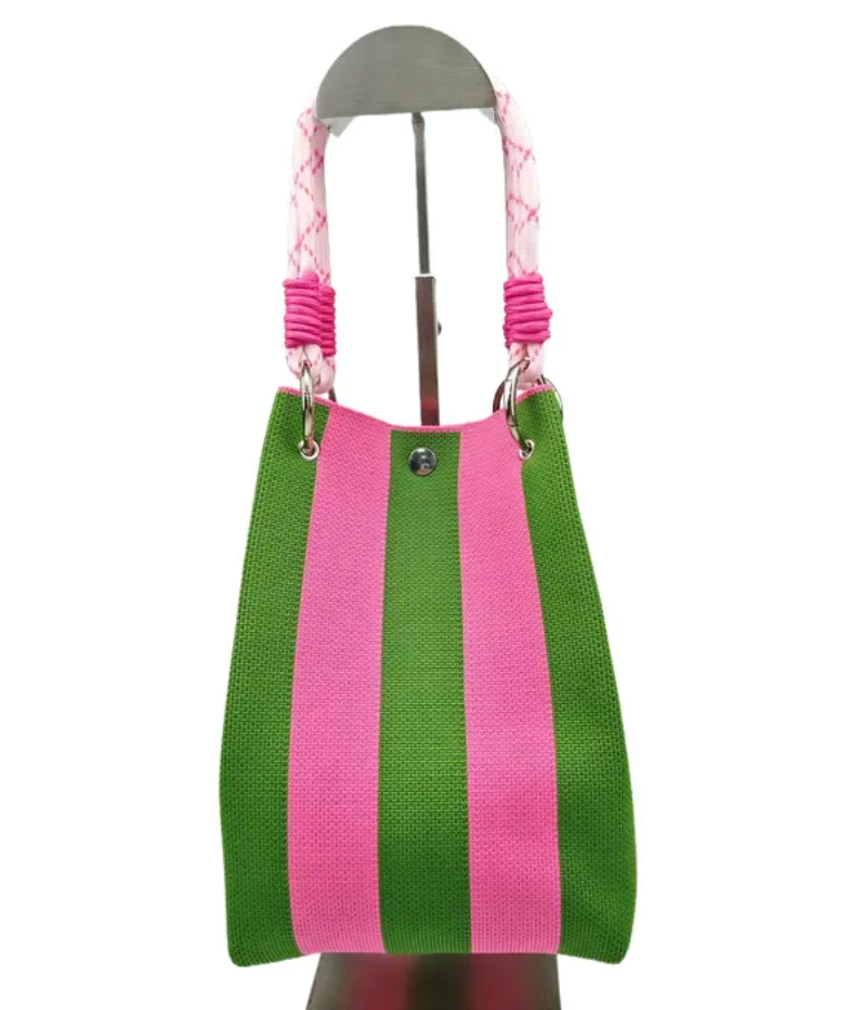 Emerald Pink KNITTED BEACH TRAVEL WEEKEND TOTE