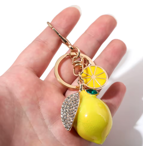 GET YOUR FRESH LEMON Rhinestone  Purse Charm Key Chain