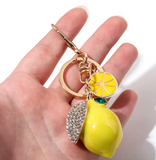 GET YOUR FRESH LEMON Rhinestone  Purse Charm Key Chain