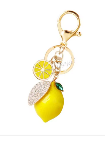 GET YOUR FRESH LEMON Rhinestone  Purse Charm Key Chain