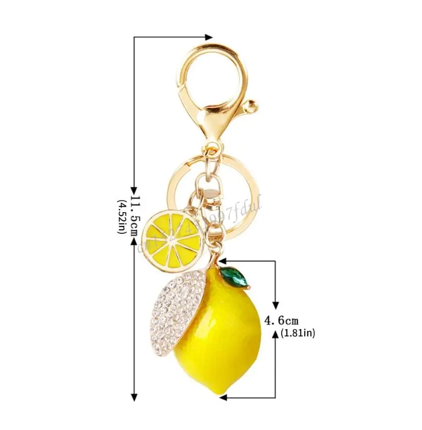 GET YOUR FRESH LEMON Rhinestone  Purse Charm Key Chain