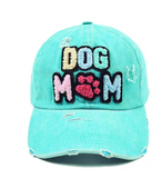 Distressed "DOG MOM" Baseball Cap (Color Options)