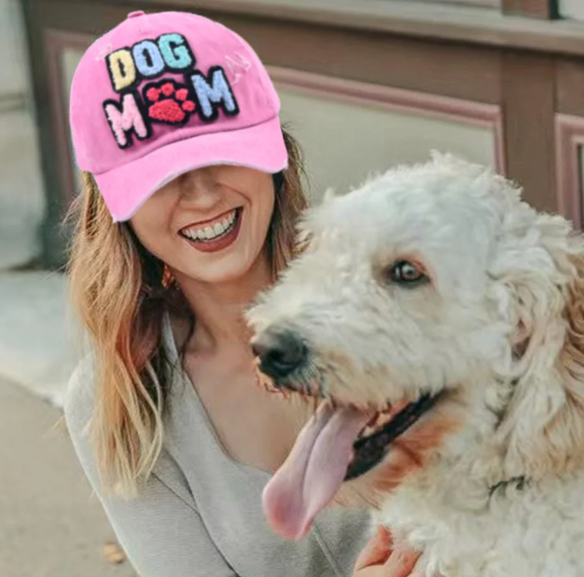 Distressed "DOG MOM" Baseball Cap (Color Options)