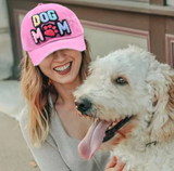 Distressed "DOG MOM" Baseball Cap (Color Options)