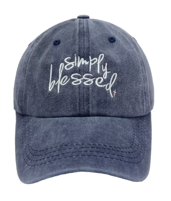 Distressed "Simply Blessed" Baseball Cap (Color Options)