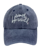 Distressed "Simply Blessed" Baseball Cap (Color Options)