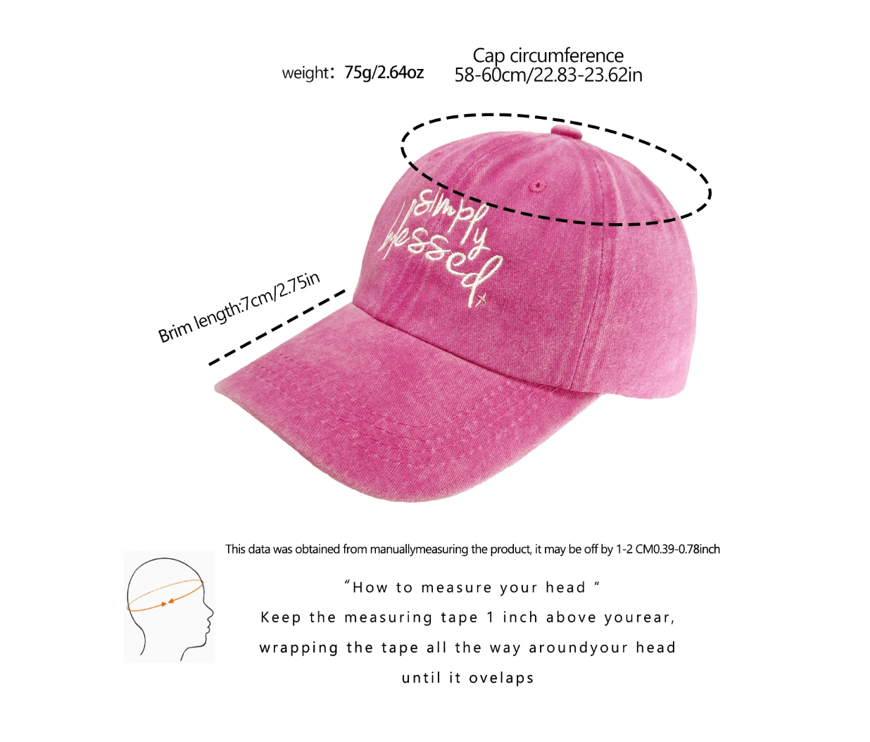 Distressed "Simply Blessed" Baseball Cap (Color Options)