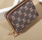 Monogramed Leather Zip Card Holder Wallet