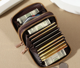 Monogramed Leather Zip Card Holder Wallet
