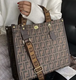 Monogrammed Leather 2 Strap Large Tote Computer Bag