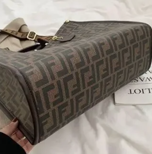 Monogrammed Leather 2 Strap Large Tote Computer Bag