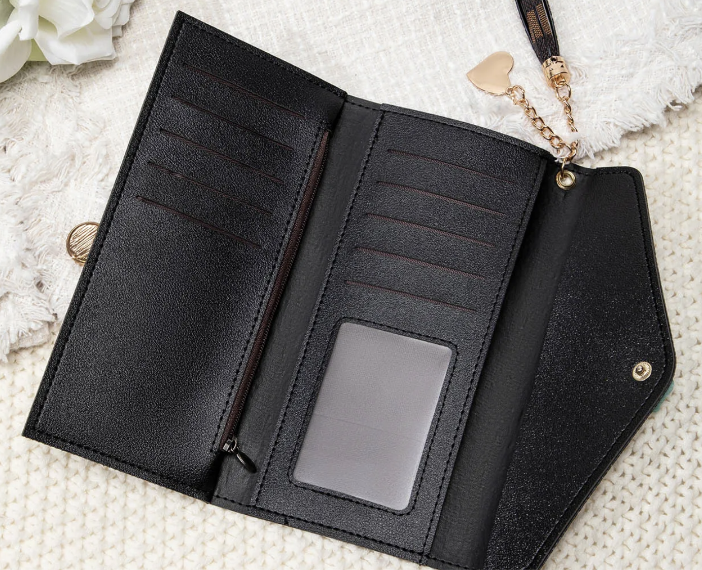 Monogramed Leather Wallet Purse Charm Tassel (Color Options)