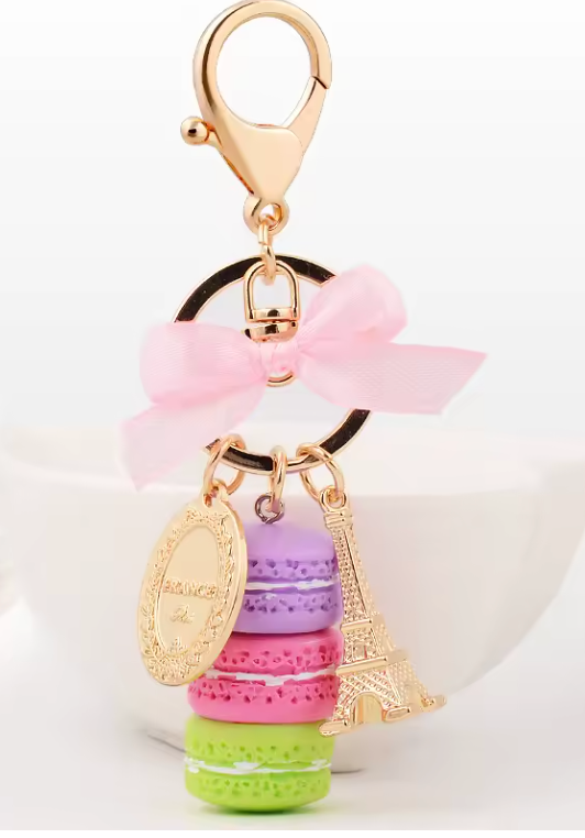 Paris Eiffel Tower Macaroon Stack Purse Charm Key Chain (Color Options)