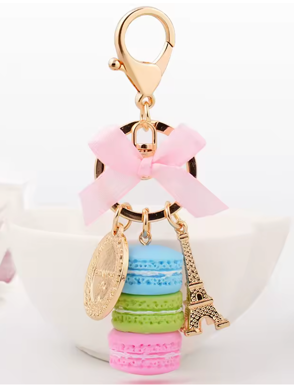 Paris Eiffel Tower Macaroon Stack Purse Charm Key Chain (Color Options)