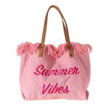 PINK  FRINGE  Summer  Weekend Tote Bag