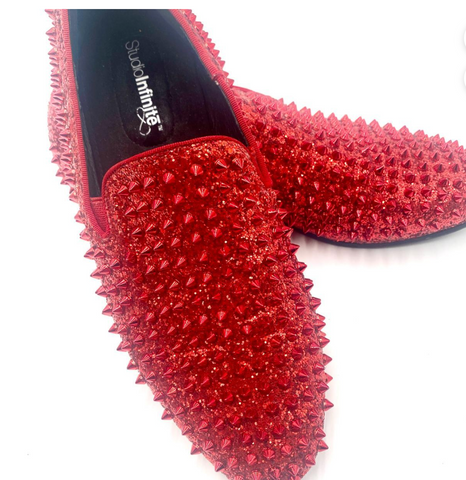 MENS RED GLAM SPIKE LOAFERS by STUDIO INFINITE 90s