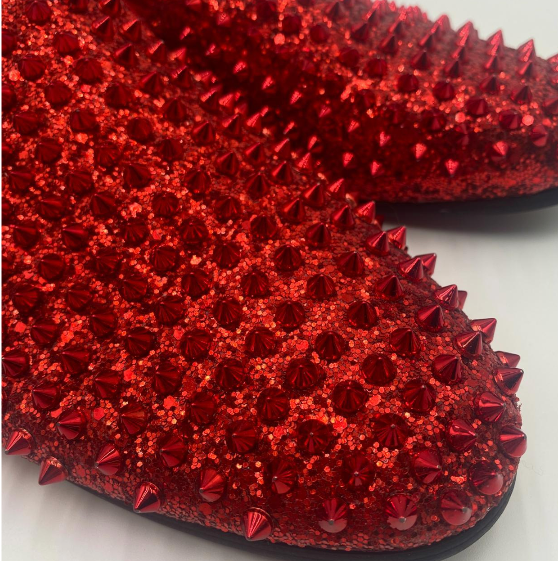 MENS RED GLAM SPIKE LOAFERS by STUDIO INFINITE 90s