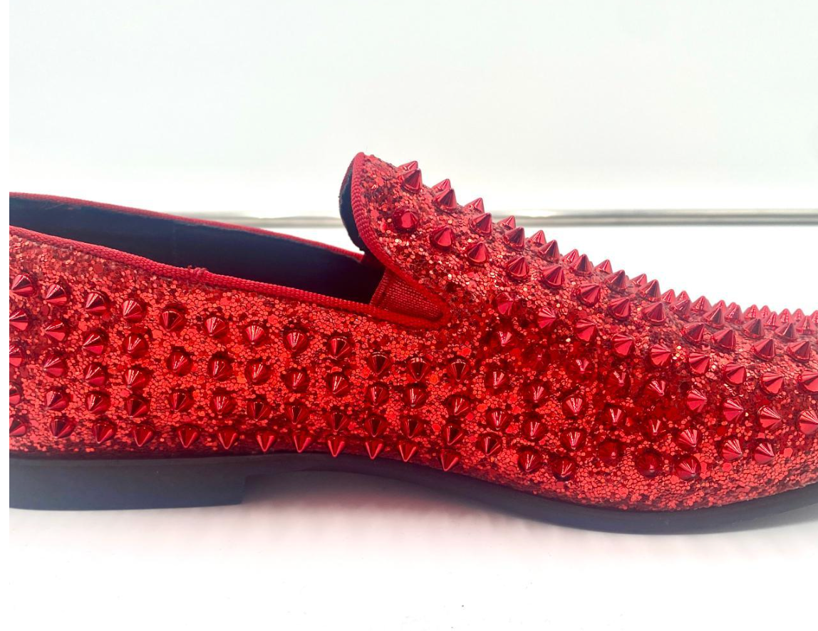 MENS RED GLAM SPIKE LOAFERS by STUDIO INFINITE 90s