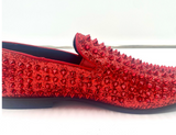 MENS RED GLAM SPIKE LOAFERS by STUDIO INFINITE 90s