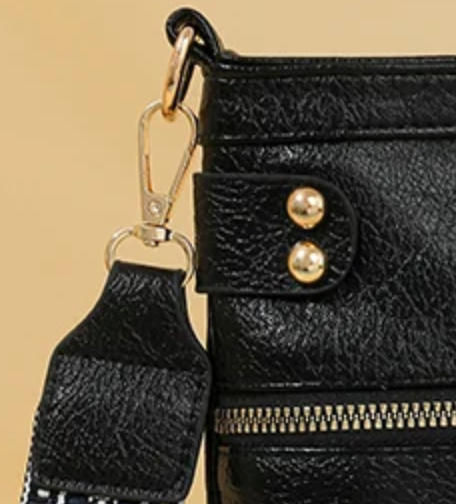 BLACK LEATHER MINI CROSSBODY DROPS.   SEPT 10