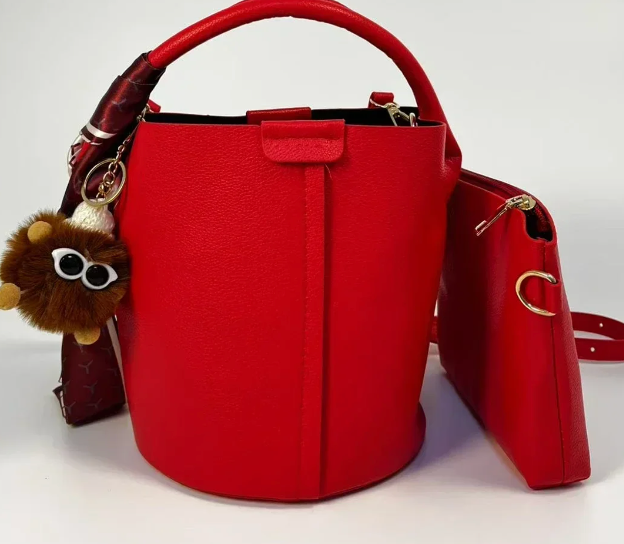 MINI BUCKET TOTE with Scarf and Purse Charm (COLOR OPTIONS)