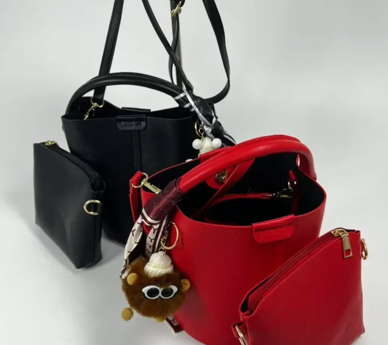 MINI BUCKET TOTE with Scarf and Purse Charm (COLOR OPTIONS)